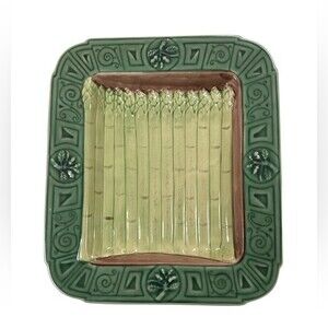 Henriksen Imports Classic Majolica Green Asparagus Platter